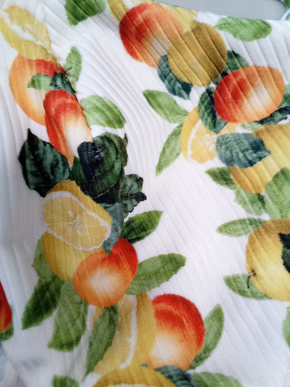 Bikini Bright Citrus Print Top - White with Yellow & Orange